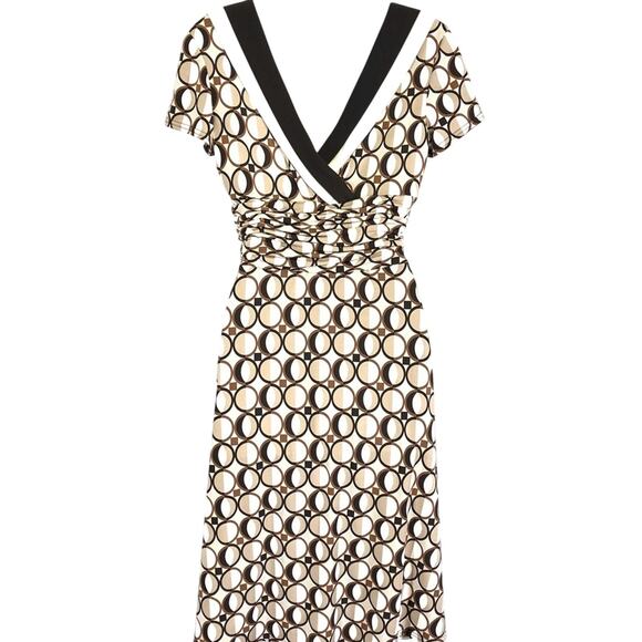 Sandra Darren Womens Brown V-Neck Y2K Beige Stretch Knit V-Neck Dress sz 6 - Picture 6 of 8